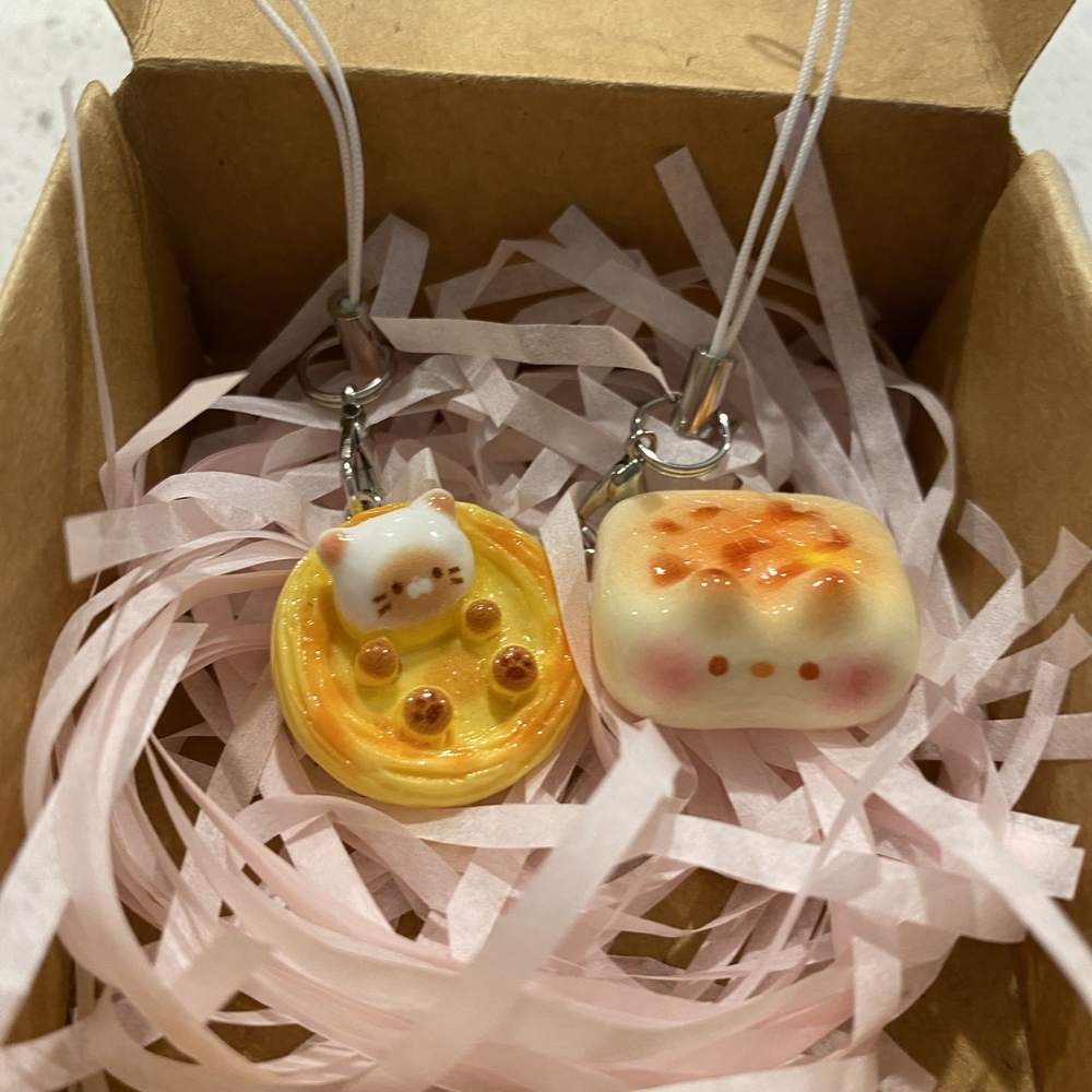 Cute Cat and Toast Charms